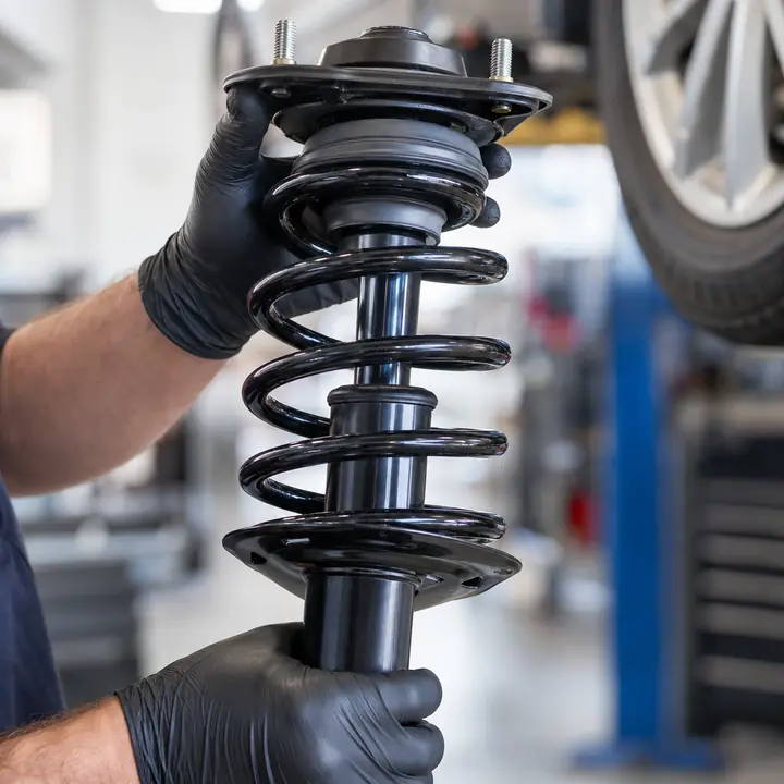 A new strut assembly with its coil spring and top mount